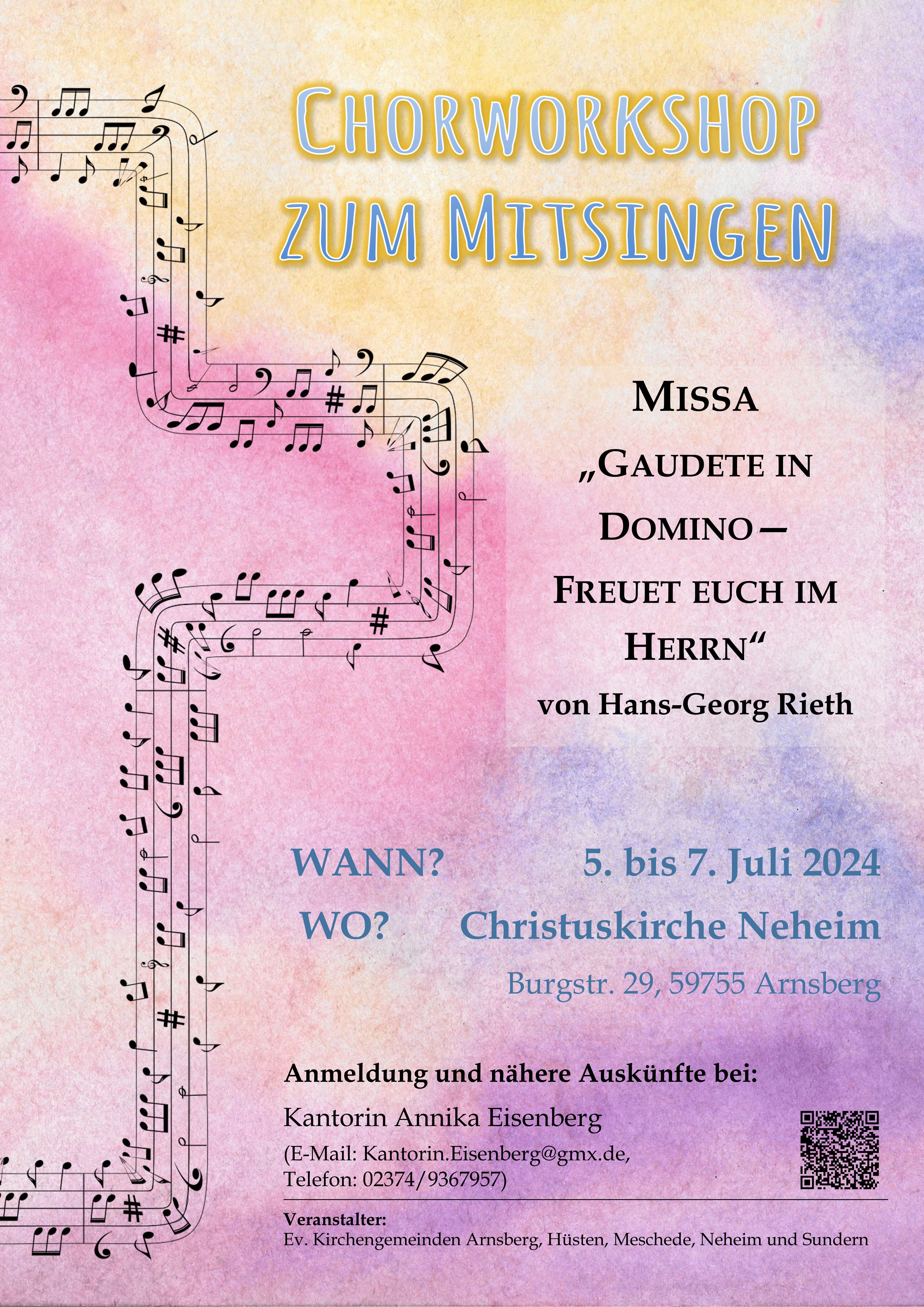 Chorprojekt 2024 Missa Gaudete in Domino Plakat A3 mit QR Code